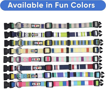 Pawtitas Pet Soft Adjustable Solid Color Nylon Puppy/Dog Collar can be Personalized Large Red/White/Blue