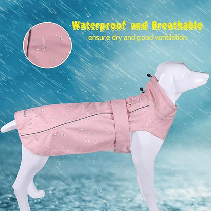 Adjustable Waterproof Dog Raincoat for Dogs,Lightweight Pet Rain Jacket Puppy Clothes with Reflective Strip for Small Medium Large Dogs (Pink, Small)