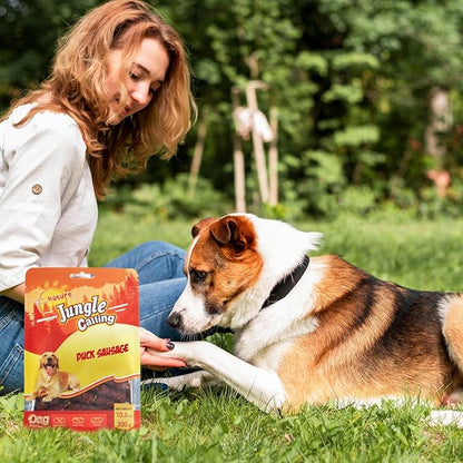 Jungle Calling Grain-Free Duck Sausage Dog Treats, Single Ingredient Duck Jerky, Soft & Chewy Training Treats for Small & Medium Dogs, 10.6 oz (Pack of 2)