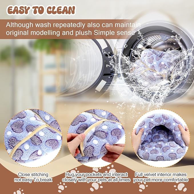 Wenqik 2 Pcs Guinea Pig Hideouts Washable Bunny Bedding Cuddle Warm Small Pet Sack Supplies Portable Pet Carrier Cage Nest Guinea Pig Accessories for Cage(Gray, Pink,Heart)