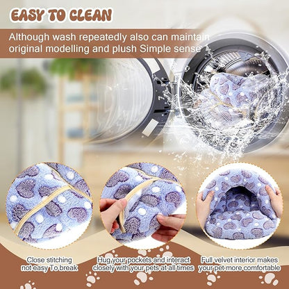 Wenqik 2 Pcs Guinea Pig Hideouts Washable Bunny Bedding Cuddle Warm Small Pet Sack Supplies Portable Pet Carrier Cage Nest Guinea Pig Accessories for Cage(Gray, Pink,Heart)