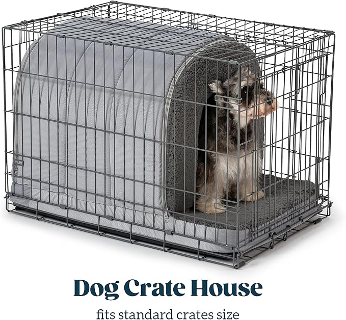 Orthopedic Dog Bed House - Dog House Indoor with Egg-Crate Foam - Tent Bed with Waterproof Lining & Nonskid Bottom, Ideal for Small Breeds & Fits 24-Inch Crate - 23"x16", Charcoal