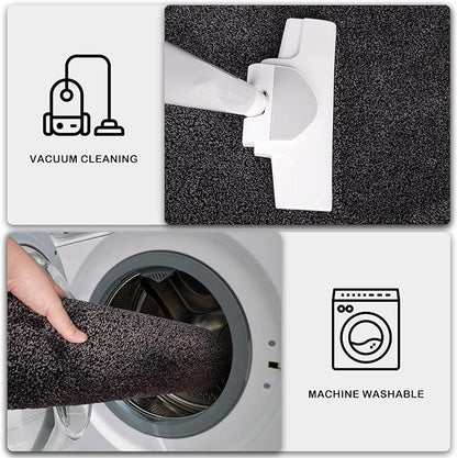 PURRUGS Dirt Trapping Door Mat 24" x 35.5", Non-Slip Machine Washable Entryway Rug, Dog Doormat, Indoor Front Door Mat, Super Absorbent Entry Rug for Muddy Shoes & Paws, Charcoal