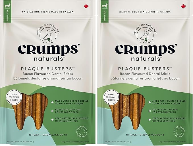 Crumps' Naturals Pbb- Bacon Dental Dog Treats (36 Pack), 4.5"