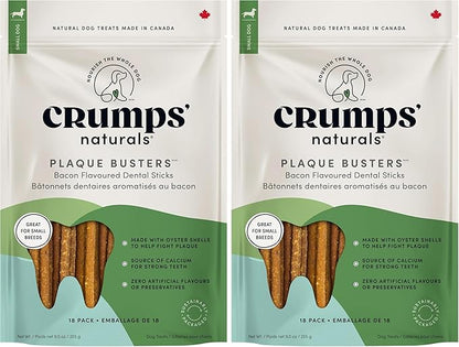 Crumps' Naturals Pbb- Bacon Dental Dog Treats (36 Pack), 4.5"