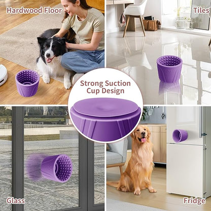 Dog Lick Bowl, Bestalk Anxiety Relief Slow Feeder Dog Freeze Lick Mat Treat Dispenser, Non-Slip Licking Bowl Enrichment Toys for Small Medium and Large Breed Dogs, BPA Free Silicone(Purple,S)