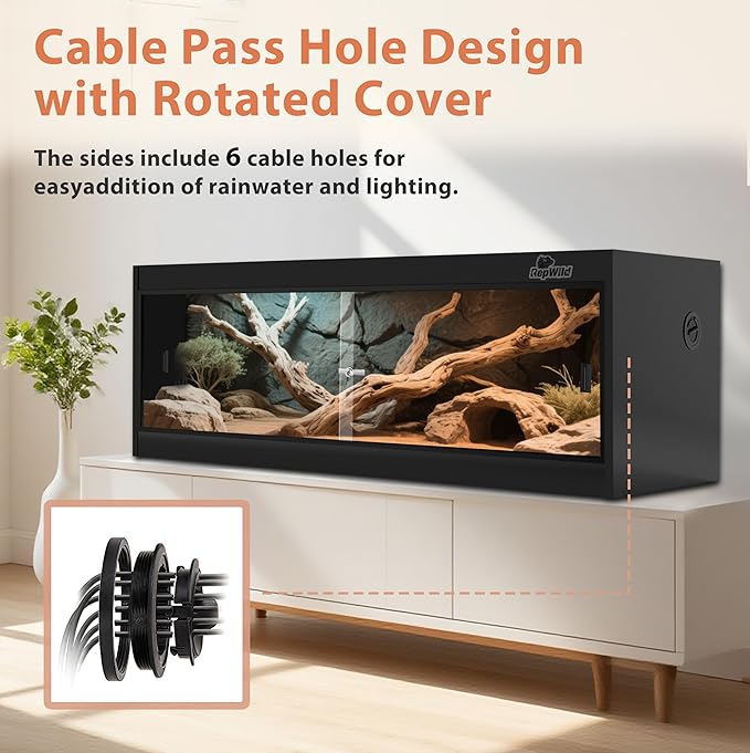 65 Gallon PVC Reptile Enclosure, RepWild 48"x18"x18" Terrarium/Tank with Heavy-Duty Screen Top, Glass Sliding Doors & Lock for Bearded Dragons, Ball Python, Geckos, Lizards