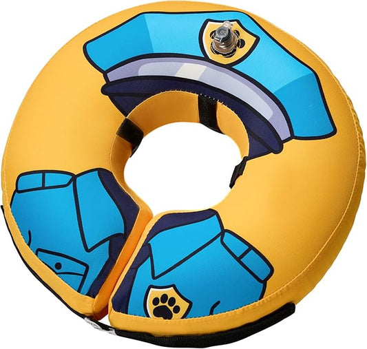 BENCMATE Inflatable Dog Cone Collar Alternative, Soft Dog Cone for Small Medium Large Dogs and Cats, Neck Recovery ECollar Donut Collar After Surgery (Small, Police Officer)