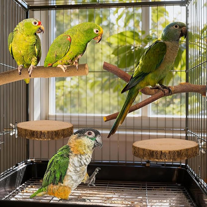 8 Pack Natural Wood Bird Perches, Parrot Perch Stand Bird Cage Accessories for Budgerigar Cockatiels, Conures, Lovebirds