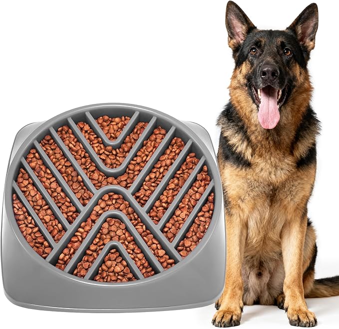KASBAH Slow Feeder Dog Bowls Large Breed, Holds 5 Cups Wet or Dry Food for Large and Medium Dogs,Puzzle Maze for Fast Eaters,Square Base,Non-Slip, Made Without BPA,Helps Prevent Bloat & Aid Digestion
