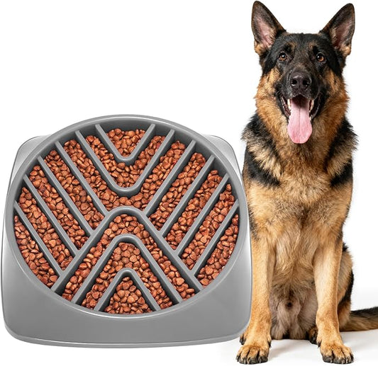 KASBAH Slow Feeder Dog Bowls Large Breed, Holds 5 Cups Wet or Dry Food for Large and Medium Dogs,Puzzle Maze for Fast Eaters,Square Base,Non-Slip, Made Without BPA,Helps Prevent Bloat & Aid Digestion