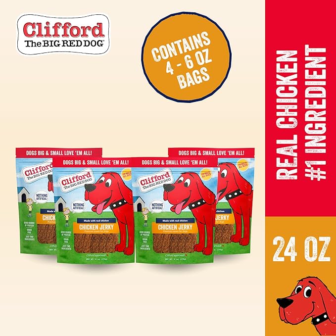 Clifford The Big Red Dog Soft Training Treats for Puppies and Dogs – Healthy, High Protein, Grain Free, Soft Puppy Treats for Small Dogs and Large – Real Chicken Jerky – 24oz