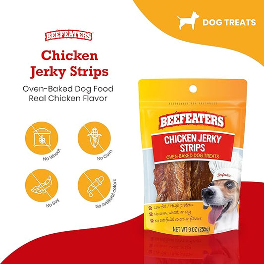 Beefeaters Chicken Jerky Strips for Dogs – Dog Treat. 100% Real Chicken Breast, Grain-Free, No Additives, Perfect for Training & Healthy Growth, Allergy-Friendly