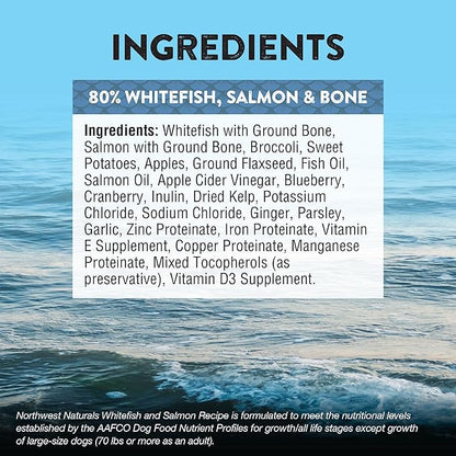 Northwest Naturals Freeze-Dried Whitefish & Salmon Dog Food - Bite-Sized Nuggets - Grain-Free, High-Protein, Raw Diet, Human-Grade Ingredients, All Natural, Omega-3 for Skin & Coat, Made in USA, 25 Oz