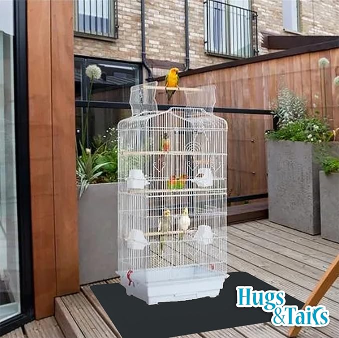 Under Pet Cage Mat for Bird Cages, Reptile Aquariums, Dog Kennels, Water-Resistant Pad for Hard Floors and Surfaces, 46 Inches x 60 Inches, Clear