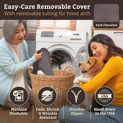 Snoozer Cozy Cave Dog Bed - Indoor Dog Bed with Cover Cave, Covered Calming Burrow for Small & Medium Sized Pets with Blanket Attached, Enclosed, Removable Washable Cover - Large, Dark Chocolate