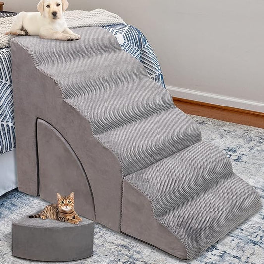 Dog Stairs & Steps for High Beds 30 Inches High Tall, LitaiL 30inch Pet Stairs/Steps for Beds Small Dogs, Non-Slip Dog Ramps for Bed