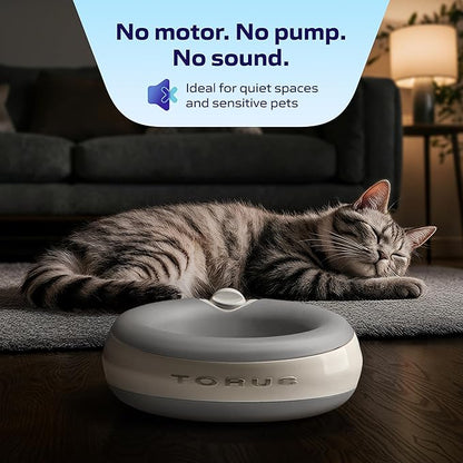 TORUS Filtered Portable Dog Water Dispenser [Upgraded 2025], 2L / 68oz, Automatic Pet Water Dispenser Noise-Free No Spill Water Bowl for Dogs, No Power Needed, Ideal for Medium & Large Pets