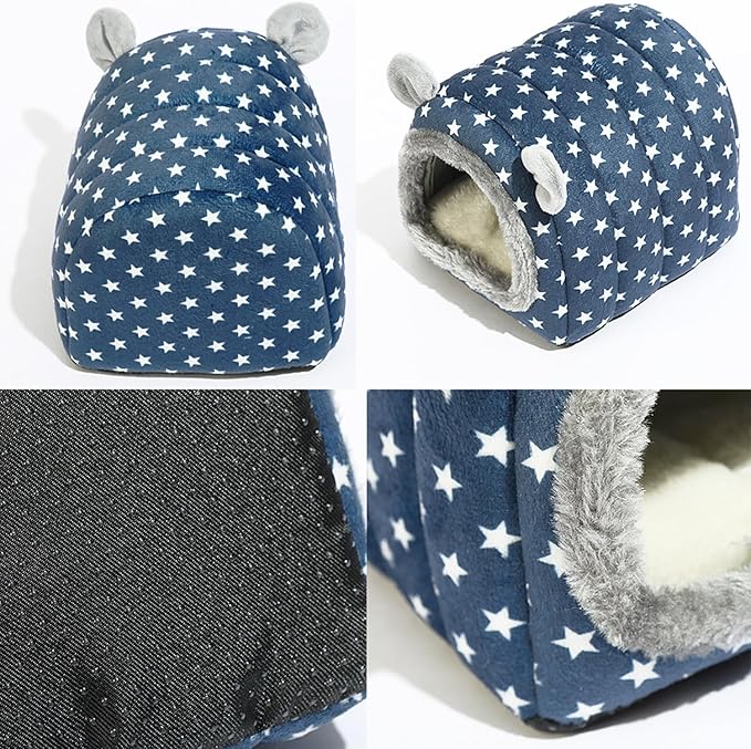 YUANST Hedgehog Bed Cave Hideout Hedgehog Accessories Hedgehog House, Hamster Small Animals Cage Supplies Warm House (Blue)
