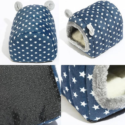 YUANST Hedgehog Bed Cave Hideout Hedgehog Accessories Hedgehog House, Hamster Small Animals Cage Supplies Warm House (Blue)