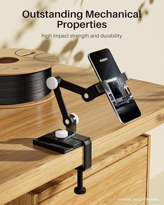 ELEGOO PC Filament 1.75mm Clear Black 1KG, Tough and Durable Professional 3D Printer Filament Dimensional Accuracy +/- 0.05mm 1KG Spool Heat Resistant 3D Printing Polycarbonate Material