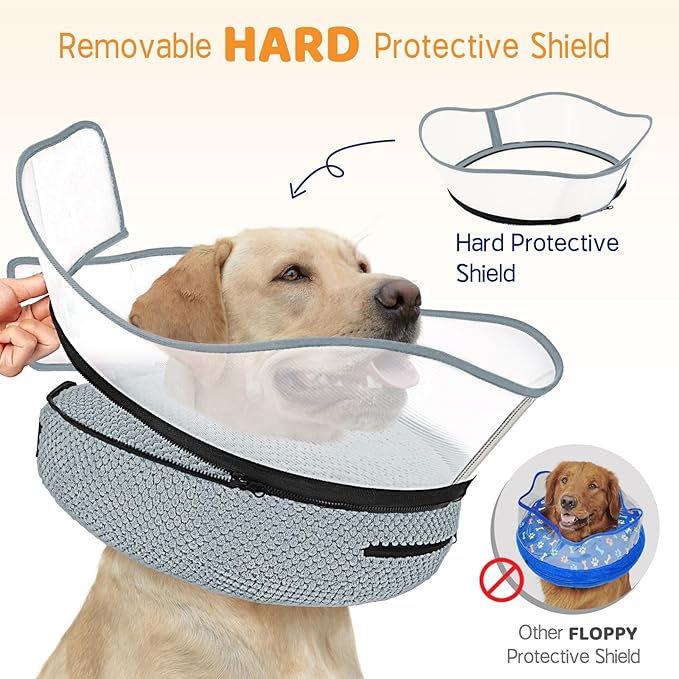 Supet Raised Inflatable Dog Cone Alternative Collars for After Surgery, Dog Donut Collar After Surgery, Soft Pet Cone for Small Medium Large Dogs to Stop Licking