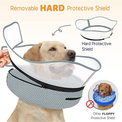 Supet Raised Inflatable Dog Cone Alternative Collars for After Surgery, Dog Donut Collar After Surgery, Soft Pet Cone for Small Medium Large Dogs to Stop Licking