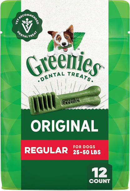 Greenies Veterinarian-Recommended Adult Natural Dental Dog Treats Regular Size, Original Flavor, 12 oz. Pack, 12 Count