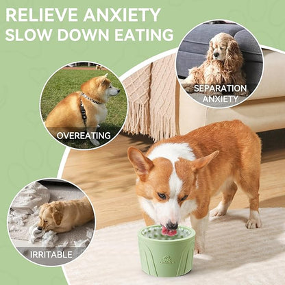 Dog Slow Feeder Lick Bowl, Anxiety Relief Dog Licking Mat Treat Dispenser, Non-Slip Anti-Choking Slow Eating Lick Bowl for Small Medium and Large Breed Dogs, BPA Free Silicone