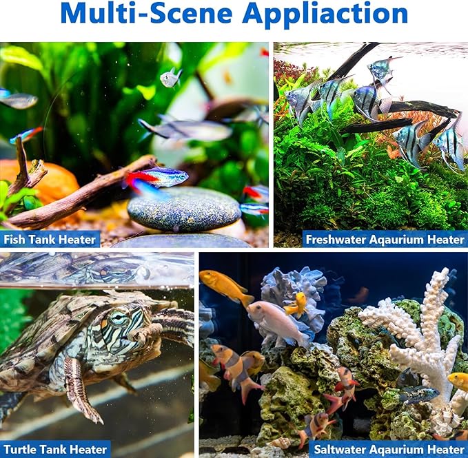 fishkeeper 300W Aquarium Heater, Submersible Fish Tank Heater with Dry-Burn Protection,LED Digital Thermostat,Accurate Temperature Protection for Freshwater and Saltwater 40-75 Gallon