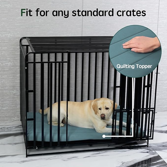 BALANCE Dog Crate Bed, Orthopedic Dog Bed Pad with Waterproof Liner, Washable Crate Foam Pet Mat for Large, Medium, Puppy Dogs Breeds, Powder Blue, 48"x30"x2"