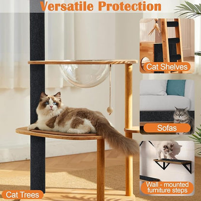 Cat Scratch Furniture Protector - 78.7" x 13.8" Trimmable Self-Adhesive Cats Claws Scratch Pads, DIY Cat Climbing Couch Protector for Scratch Post Cat Tree Replacement Indoor (Black)