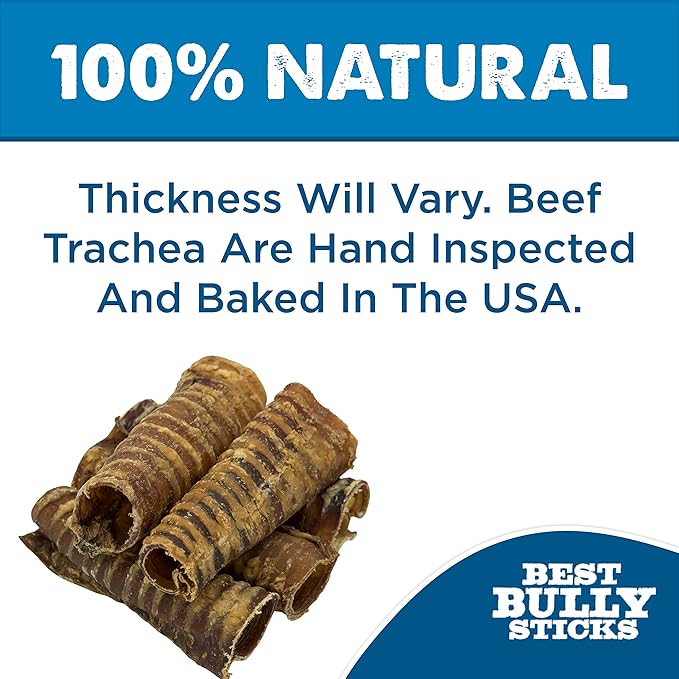 Best Bully Sticks Premium 6 Inch Beef Trachea - 20 Count (Pack of 1) - All-Natural, Grain-Free, Single-Ingredient, Supports Dental Health