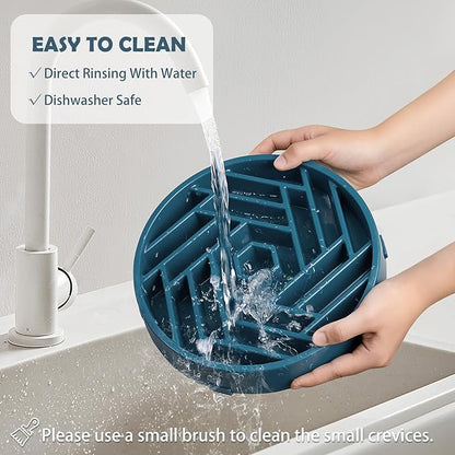 TOBYTO Slow Feeder Dog Bowls Large Medium Breed,Anti-Choking Slow Eating Dog Food Bowl,Non Slip Pet Slower Food Feeding Bowls Large Puzzle Slow Feeder Bloat Stop Maze Dog Dishes,Dark Blue