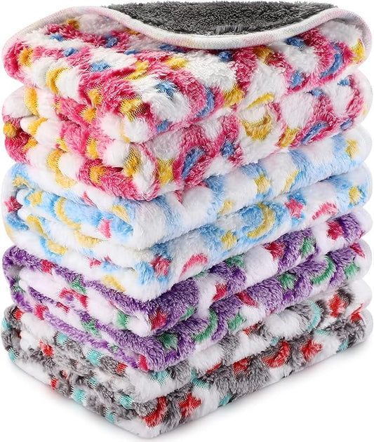 Reginary 4 Pcs Waterproof Guinea Pig Blankets Washable Small Animal Fleece Bedding Guinea Pig Cage Liners Reusable Training Pads Pet Pee Pad Sleep Mat for Hamster(Moon Star Pattern,24 x 47 Inch)