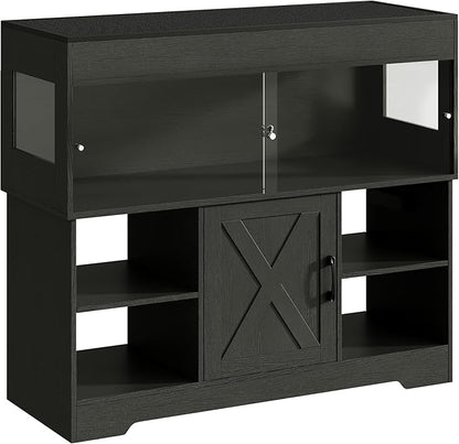 Herture 60 Gallon Reptile Tank with Stand, Terrarium Tank with Storage Cabinet, for Lizards, Skinks, Snakes, Sliding Acrylic Doors, Mesh Top, Built-in Power Outlet Black PX02RTB