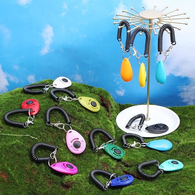 30pcs Dog Training Clickers with Wrist Strap,Multicolor Pet Training Clicker Cat Clicker Bird Clickers for Dogs Cats Horses Birds Behavioral Training Accessories