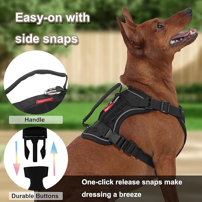 Dog Harness and Leash Set, Small Sized No Pull Pet Harness with Control Handle, Adjustable Tactical Harness for Small Medium Dogs Cats, Reflective Puppy Harness for Walking Hiking Training