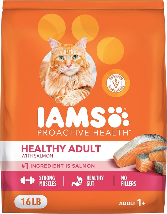 IAMS Proactive Health Adult Healthy Dry Cat Food with Real Salmon, 16 lb. Bag