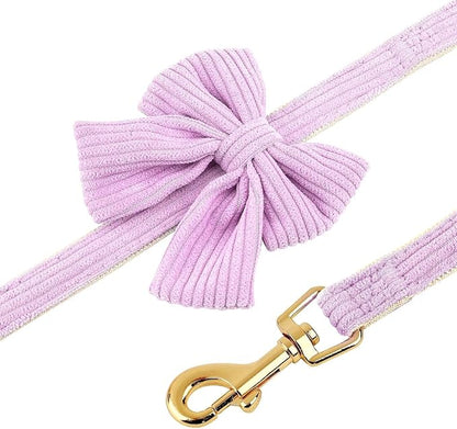 Didog Cute Small Dog Harness Collar and Leash Set with Bowtie, Breathable Soft Mesh Padded Puppy Harness, Dog Harness for Small Dogs Daily Walks Parties, Holiday Gatherings & Gifts, Purple, S