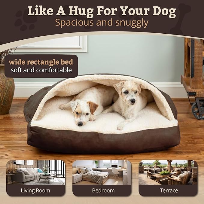 Snoozer Pet Products Luxury Rectangle Cozy Cave Dog Bed with Microsuede, Small, Hot Fudge