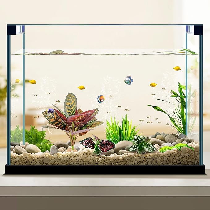 Moonorange Reptile Artificial Plants, Terrarium Plants Decorations Supplies, Aquarium Fish Tank Plant, Amphibian Habitat Hideout Tank Accessories(L Set-3pcs/D)