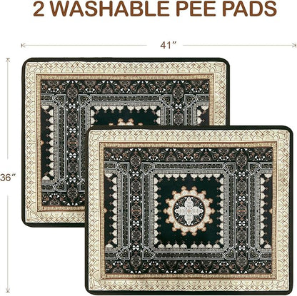 Qeils Washable Pee Pads for Dogs, 2 Pack Reusable Puppy Pads 36"x41" Super Absorbent Leakproof Dog Training Pads, Non-Slip Potty Pads for Crate, Floor, Couch, Whelping Pads Litter Mat Puppy Supplies