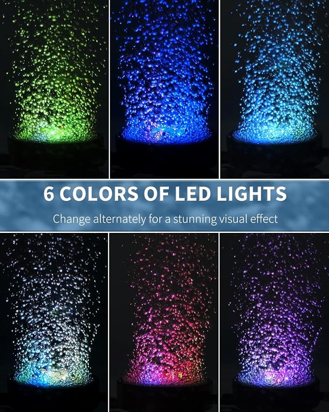 Uniclife Aquarium Volcano Ornament Kit Realistic Resin Volcanic Decoration with Air Stone Bubbler Colorful LED Light Decor for Fish Tank Landscape Addition and Oxygenation