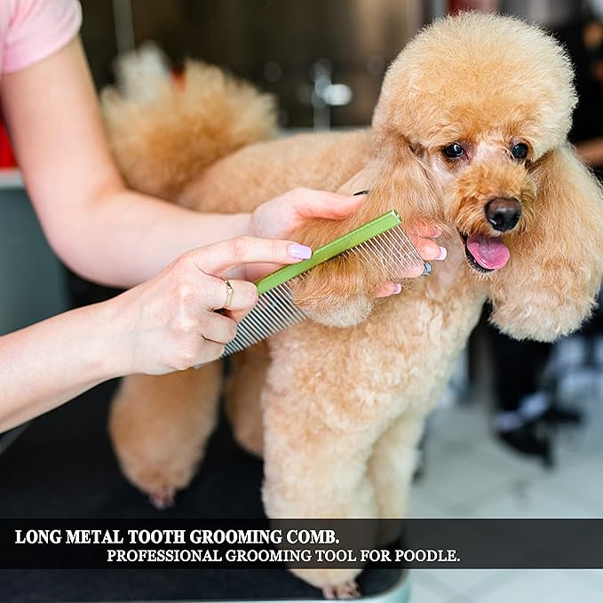 Professional Dog Grooming Comb for Shedding, Tangles, Knots, and Mats - Metal Gold Dog Comb with Long and Wide Tooth for Long Hair Dogs and Cats - No Hurt Pets Skin - 7.5INCHES - 1PC