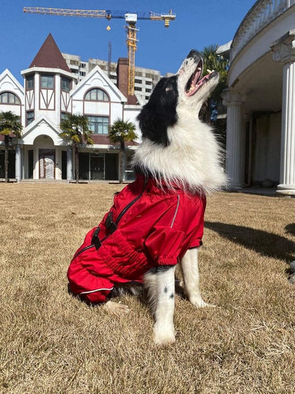Dogs Waterproof Jacket, Lightweight Waterproof Jacket Reflective Safety Dog Raincoat Windproof Snow-Proof Dog Vest for Small Medium Large Dogs Red XXXL