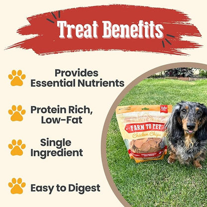 Farm To Pet - Dog Training Treats - Chicken Chips, Single Ingredient - 12 oz, Lean, All Natural, Healthy Dog Treats for Small, Medium, Large Breeds, & Puppies, Made in USA