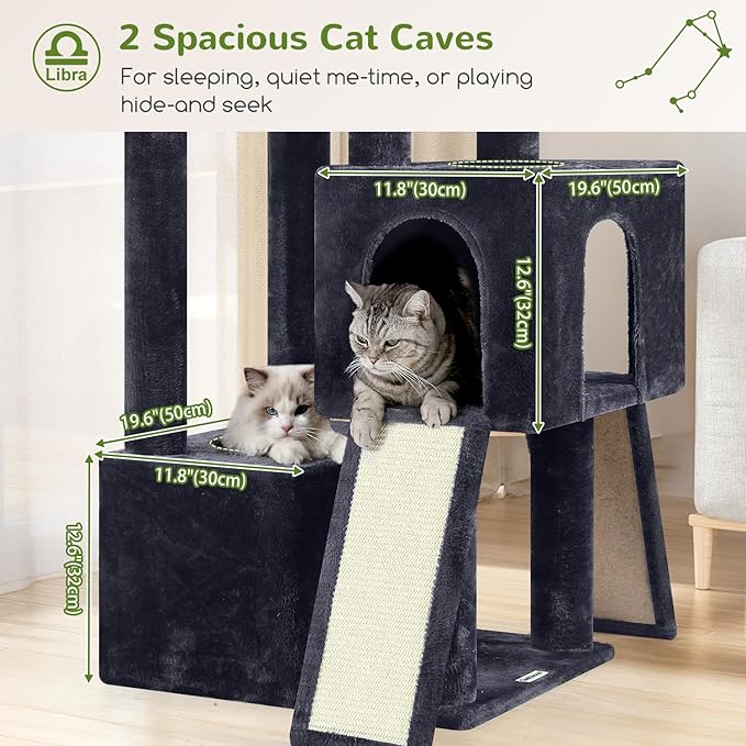 Globlazer Heavy Duty Cat Tree 78 inch Sturdy Cat Tower for 20lbs Large Adult Cats, Symmetrical Aesthetic Big Cat Tree with Extra Large Platform, 2 Scratching Boards, Z78, Dark Grey