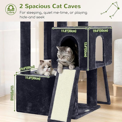Globlazer Heavy Duty Cat Tree 78 inch Sturdy Cat Tower for 20lbs Large Adult Cats, Symmetrical Aesthetic Big Cat Tree with Extra Large Platform, 2 Scratching Boards, Z78, Dark Grey