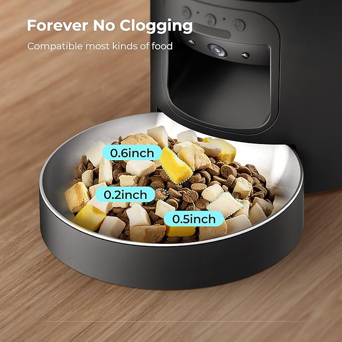 Smart Pet Feeder with 2K Dual Camera & AI Recognition, 6L Automatic Cat Dog Feeder with App Control, 2.4G/5G WiFi, Voice Message, Pet Interaction, Motion Tracking, No Clog, Dual Power, for Multi-Pet